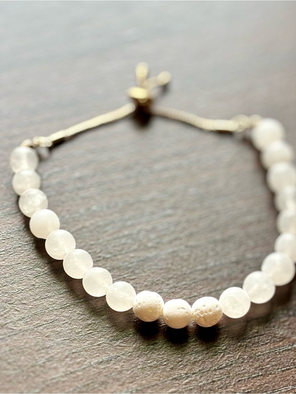 Essential Oil White Lava Bead Bracelet